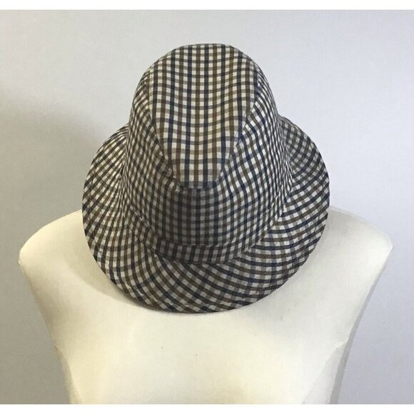 Unbranded Knit Fedora Hat Adult 58 cm Plaid Cotton Blend Sun Cap Beige Brown 🧢 - Picture 1 of 3